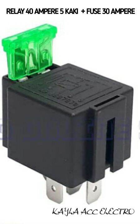 Relay 12V 30A 5 Pin + Fuse 30A/ Relay 12 Volt 5 Kaki + Fuse 30 Ampere ...