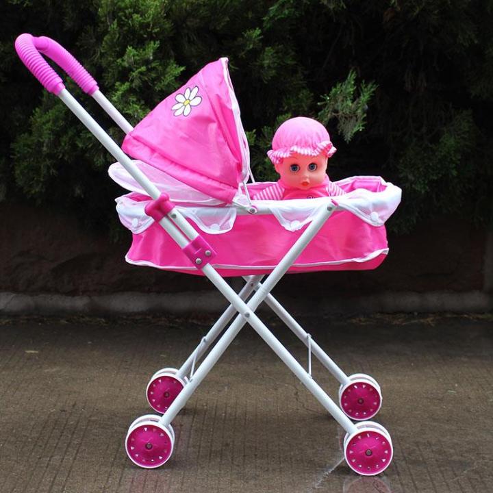 รถเข็นของเล่นเด็กของเล่นสำหรับเด็กผู้หญิงที่บ้านของเล่นรถเข็นของเล่นพร้อมตุ๊กตารถเข็นเด็กทารก