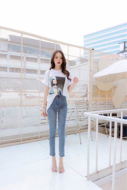 dewishes-dwdenim022-กางเกงยีนส์ขายาว-กระบอกเล็ก-สีกลาง-สีเข้ม