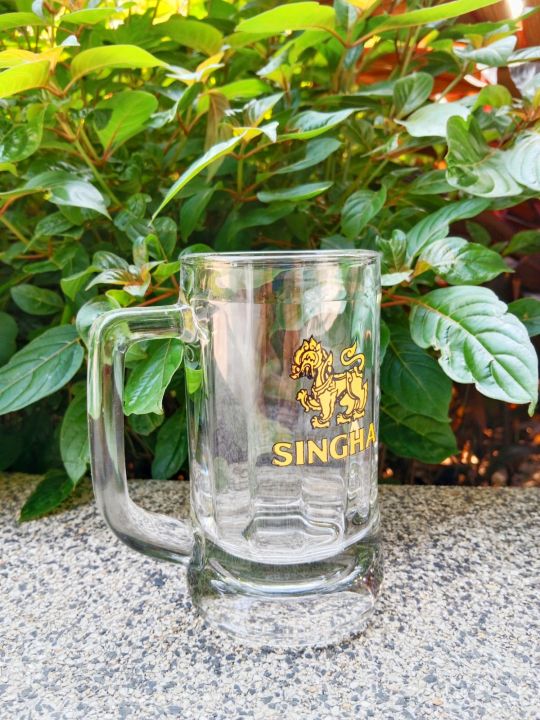 แก้วสิงห์-singha-beer-glass-แก้วเบียร์สิงห์-แก้วเบียร์-แก้วมัค-แก้ว-ขนาดความจุ-355-ml-กว้าง-7-cm-สูง-14-cm-ลิขสิทธิ์แท้-singha-by-ocean-glass