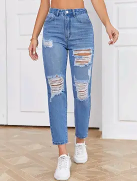Flare Ripped Jeans High Waist Pants