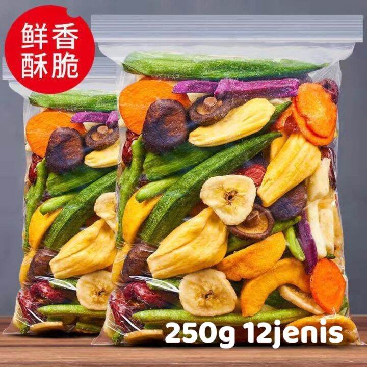Mix Dried Vegetables Fruits Snack Kerepek Sayur Kering Campur 250g