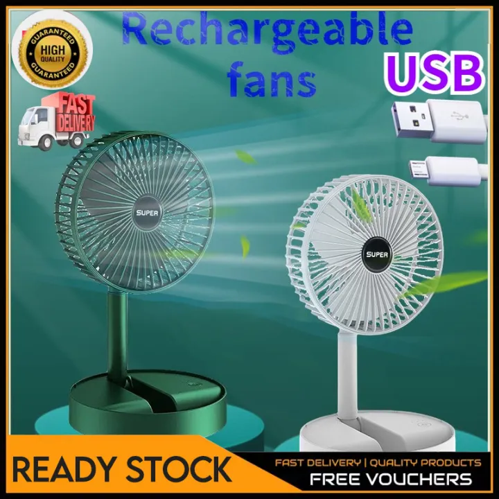Rechargeable Fan Foldable Telescopic Mini Fan Low Noise Portable USB