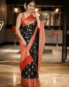 Buy Anand Sarees Paisley, Floral Print Daily Wear Georgette Red, Black  Sarees Online @ Best Price In India | Flipkart.com