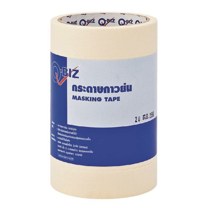 Q-Biz คิวบิซ กระดาษกาวย่น 24มม. 20หลา แพ็ค 6 ม้วน กระดาษกาว กาวกระดาษ