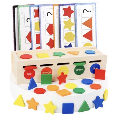 กล่องของเล่นไม้ บล็อกหยอด แยกสีและรูปทรง