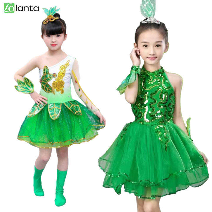 LOlanta Children's Sequins Dance Performance Clothing Fluffy Dress