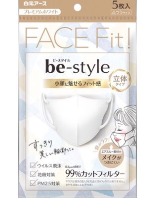 Be-Style Face Fit (3D mask) กันฝุ่น PM2.5 กันเครื่องสำอางเลอะ กระชับหน้า (1ซอง5ชิ้น) 🇯🇵