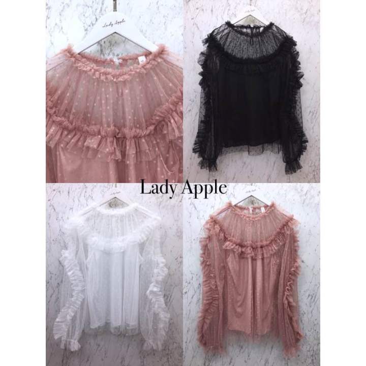 พร้อมส่ง-งานbigsizeอก-48-เสื้อผ้ามุ้งลายจุด-เสื้อผ้ามุ้งฟรุ้งฟริ้ง-เสื้อฟรุ้งฟริ้งอลังออกงาน