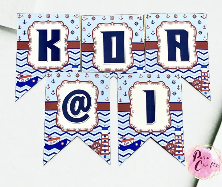 Personalized NAUTICAL/ Sailor/ Navy Themed BIRTHDAY BANNER (per letter