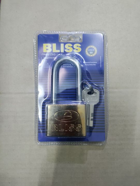 กุญแจ BLISS 50 mm. สีทองเหลือง ตัวล็อกยาว