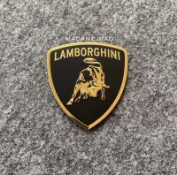 โลโก้ ลัมโบร์กีนี LAMBORGHINI สีทอง ชิ้นงานอลูมิเนียมบาง ขนาด 5.5x6cm