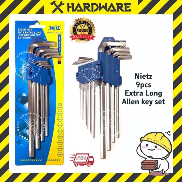 Nietz 9pcs heavy duty extra long hex wrench set/allen key tools set