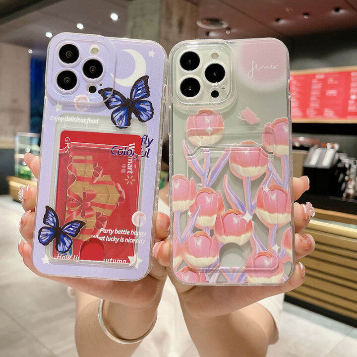 Casing Ponsel Oppo A58 A98 A78 5g 4g A17 A17k 2023 Terbaru Dengan Desain Saku Kartu Pola Bunga 9042