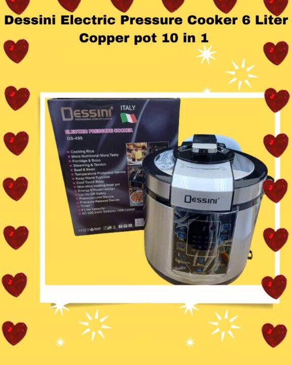 Dessini Pressure Cooker 6 Liter Copper pot 10 in 1 Lazada