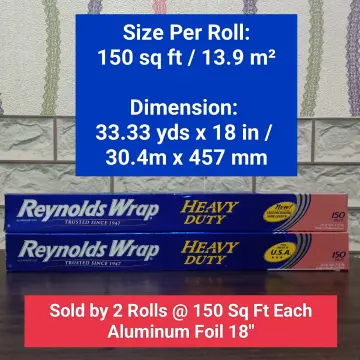 Reynolds Wrap 18 HEAVY DUTY ALUMINUM FOIL 150 Sq Ft/Roll, 2 Rolls Free  Shipping