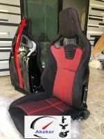 2X Pair GK100H Black-Red Cabon Recaro Alcanthara Fabric Seat For Volvo BMW Benz HONDA TOYOTA