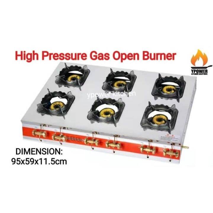 6 Open Burner High Pressure Gas Stove/Free Gift!! Ready stock! | Lazada