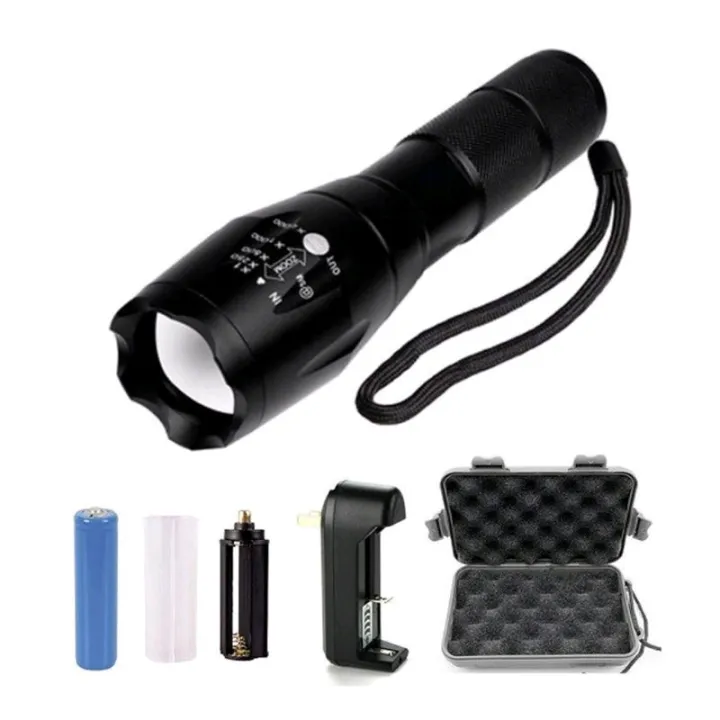 Flashlight bright zoom chargeable with box for security guards Lazada PH