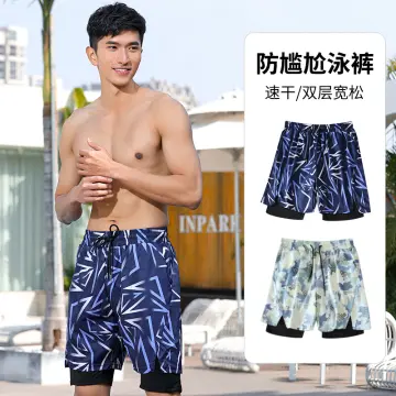 Mens Swimming Trunks Men'S Low Waist Lace Triangular Printing Anti  Embarrassment Swimming Hot Spring Shorts Trunks 