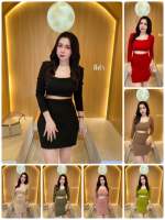 minidress แขนยาว แต่งเว้าเอว สุดหรู   ผ้ายืด ทอปทวิล เกรด พรีเมี่ยม  อกเสริมฟองน้ำ เริ่ดหรูผู้ดีมากคร่าาาใส่แล้วน่ารักละมุน  เสื้อ อก32-36   กระโปรง เอว25-28 สพ35  - 36 ยืดได้คะ