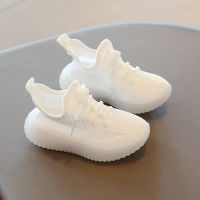 รองเท้าเด็กทรง Yeezy รองเท้าผ้าตาข่ายสำหรับเด็ก1-5ขวบครึ่งรองเท้ากีฬาผ้าตาข่ายระบายอากาศได้ดีใส่ช่วงฤดูใบไม้ผลิและฤดูใบไม้ร่วงสำหรับเด็กหญิงรองเท้าสีขาว