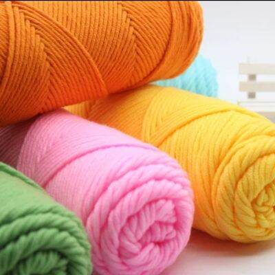 ไหมพรม คอตตอนเกาหลี Cotton milk yarn ถักนิ้งติง โครเชต์100กรัม 5ply  สำหรับถัก หมวก เสื้อผ้า งานDIY