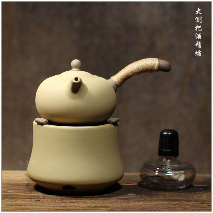 [Stoneware Large Side Handle Pot] Antique Pottery Old Tea Ghost