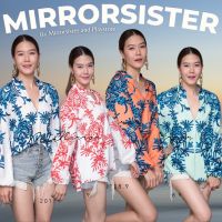 ?ป้าย Mirrorsister 20118.9 เสื้อคอจีนลายกิ่งก้านใบ แพทเทรินสวยเก๋ ดีเทลคอจีน คอวีลึก