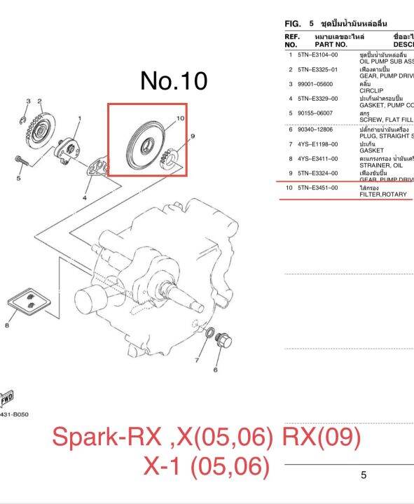 ไส้กรองเฟืองขับปั๊ม-แท้ใหม่-spark110-rx-x-05-06-rx-09-x-1-05-06-5tn-e3451-00