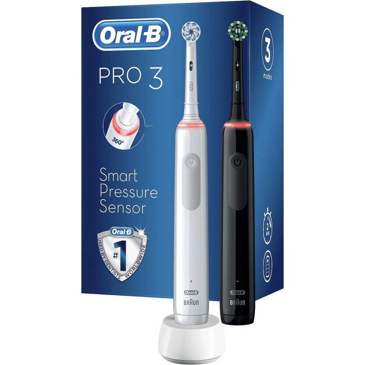 Bàn Chải Điện Oral-B Pro 3 3900 (Set 2 Màu Trắng & Đen) - Pin 14 Ngày, Cảm  Biến Lực 360 Độ, 3 Chế Độ [Made In Germany] | Lazada.Vn