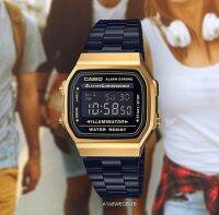 CASIO A-168WEGB คาสิโอ นาฬิกาดิจิตอล สายสแตนเลส ของแท้รับประกันศูนย์