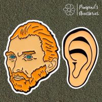 ?? พร้อมส่ง : เข็มกลัดเซ็ทจิตกรหนุ่ม วินเซนต์ แวน โก๊ะ | Vincent Van Gogh Artist &amp; Ear Enamel Brooch Pin Set.