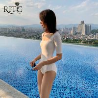 ชุดว่ายน้ำ ritc ชุดว่ายน้ำแช่น้ำพุร้อนเซ็กซี่ปิดหน้าท้องปิดมิดชิดสีพื้นแฟชั่นใส่แล้วดูผอมเซ็กซี่แบบใหม่ปี2022สำหรับผู้หญิง