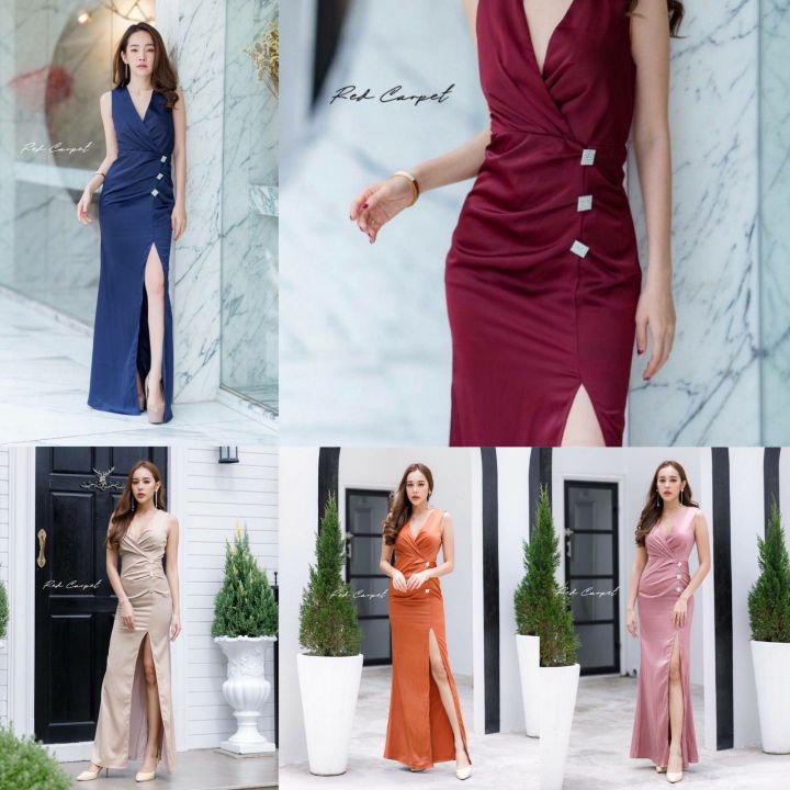 red-carpet-r059-kline-dress-เดรสเรียบหรู-ชุดราตรี-เดรสซาติน-ชุดเว้าหลัง-ชุดไปงาน-ชุดออกงาน-ชุดเพื่อนเจ้าสาว