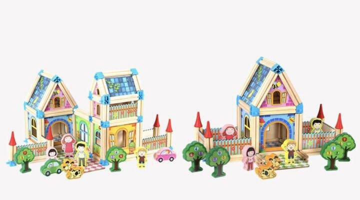 ตัวต่อไม้สร้างบ้านเสริมพัฒนาการ-128ชิ้น-master-of-architecture-building-blocks-wooden-toys-ตัวต่อไม้