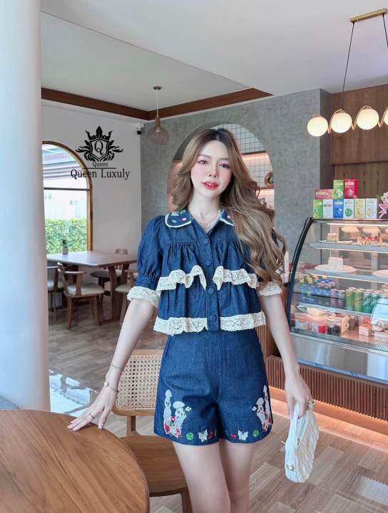 1P พร้อมส่ง S-4Xl Set2ชิ้น ชุดเข้าเซ็ท ชุดสาวอวบ ชุดกางเกงขาสั้น ชุดยีนส์  งานปัก ผ้าอัดกาว ใส่ไปทะเล ใส่ไปเที่ยว ใส่วันแม่ ชุดสีฟ้า ชุดสีน้ำเงิน ใส่ไปคาเฟ่  ชุดเซ็ทน่ารักๆ | Lazada.Co.Th