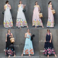 (นางแบบใส่ชุดขาย) FW Pastel FloweR in the Morning Maxi DreSS เดรสยาวแขนกุด ลายดอกไม้สวยหวาน ลายดอกลายเชิงเก๋ๆ คอวีผ่า กระโปรงทรงเอ มีกระเป๋าล้วง แม็กซี่เดรสวันพีซตัวเดียวเอาอยู่ **งดรับลค.ดราม่า