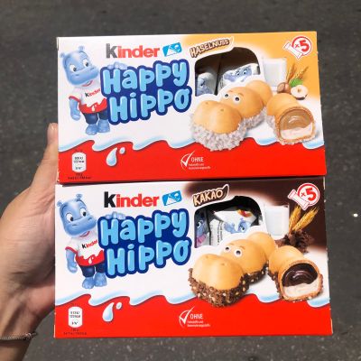 Kinder Happy Hippo คินเดอร์ เวเฟอร์สอดไส้นมและช็อกโกแลตรูปฮิปโป