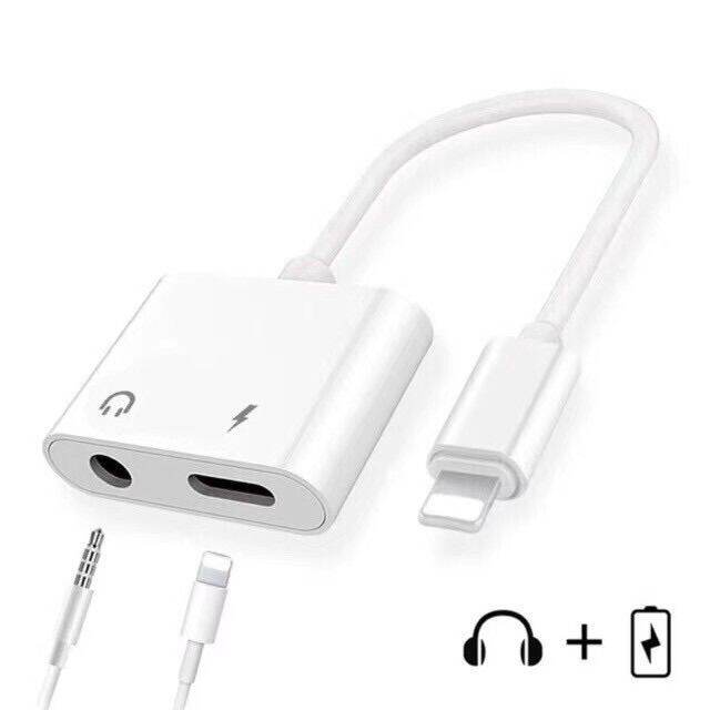 2 in 1 iPhone Adapter to 3.5mm AUX Audio+Charging Adapter Lightning