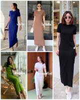 **พร้อมส่ง** Goddessshop-Ribbed Maxi dress #5864 ผ้ายืด