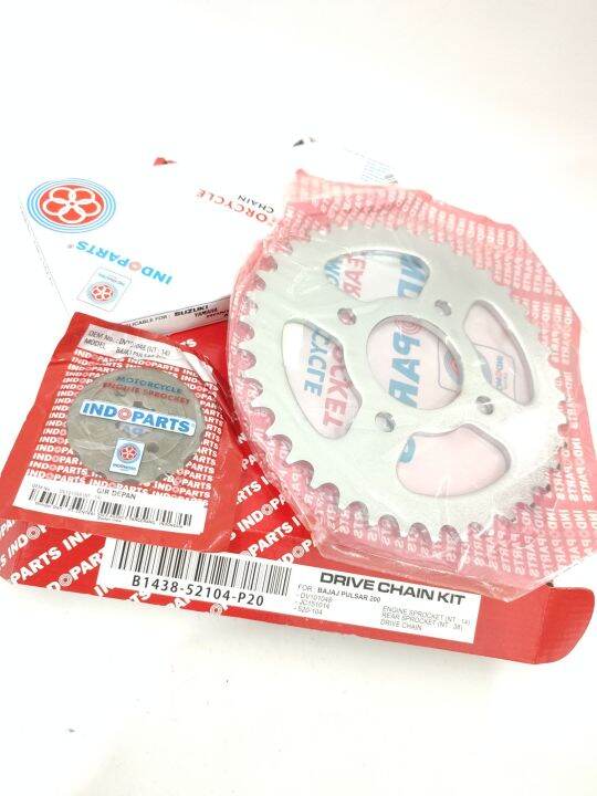 Gear Set Indopart Bajaj Pulsar 200/Bajaj Pulsar 180 UG4 (D14/B38/R520104) Asli Indopart