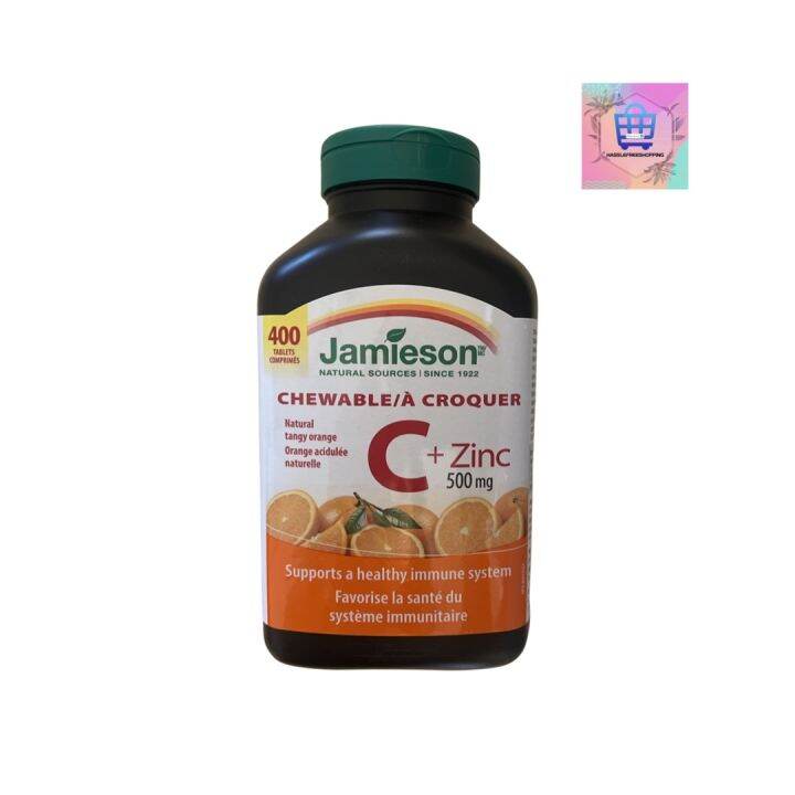 Jamieson Vitamin C +Zinc 500mg CHEWABLES, 400 Tablets Lazada PH