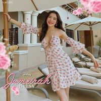 FLAT2112 FF0368 : JUMEIRAH DRESS เดรสลายดอกไม้ เปิดหลัง มีปลอกแขน