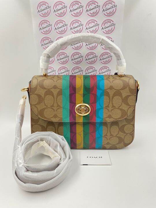 Coach Marlie Top Handle Satchel in Signature Canvas with Stripe Lazada PH