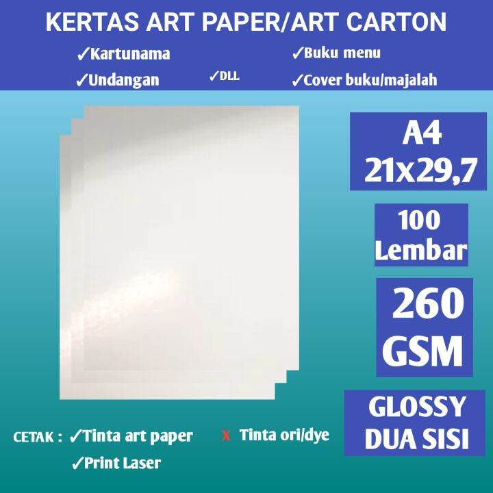 Kertas art carton/art paper 260 gsm A4 isi 100 lembar Lazada Indonesia