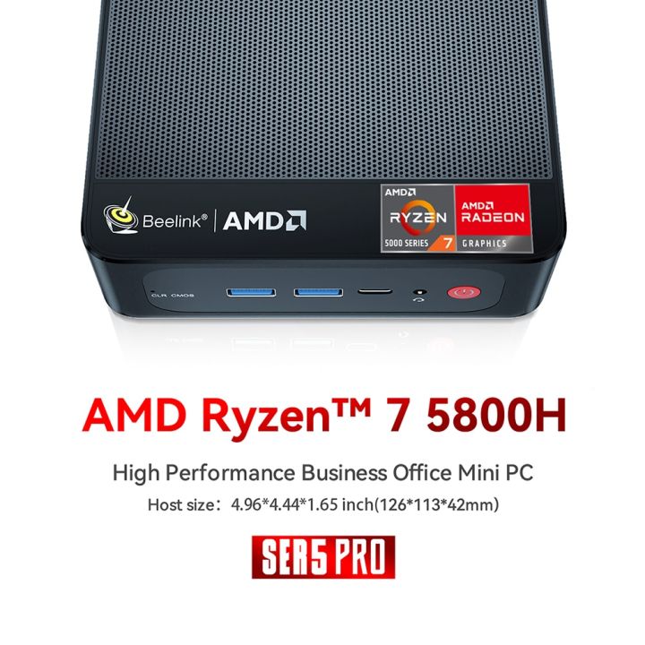 Beelink Mini PC, AMD Ryzen 7 5800H (8C/16T, up to 4.4GHz, 54W TDP), Mini  Computer 16GB DDR4 1TB PCIe3.0 SSD, Support 4K@60Hz Triple Display/WiFi