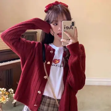 Red on sale knitted jacket