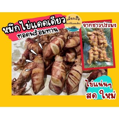 หมึกไข่แดดเดียวทอดพร้อมทาน/หมึกเรือไดร์ตื้น/สดสะอาดจากชาวประมง