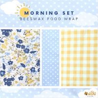 ห่อให้ ผ้าไขผึ้งห่ออาหาร beeswax wrap 4ชิ้นในแพ็ค morning set